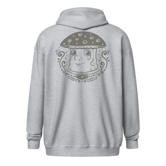 Psychedelic Mushrooms Zip Art Hoodie – Gray